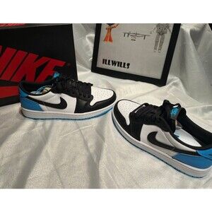 Nike Air Jordan 1 Retro Low OG Men 4.5 Y | CZ0858-104 White/DK Power Blue-Black